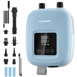 CooSpo Elektrische SUP-Luftpumpe, 20 PSI Hochdruck-Elektropumpe, mit wiederaufladbarem Akku 44.4 Wh, geräuscharm, Zwei Aufpumpmodi für Kajaks und Paddleboards