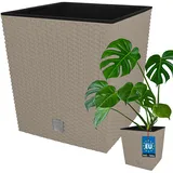 KOTARBAU® Blumentöpfe 64 L Mocca Höhe: 40 cm Pflanzentopf aus Kunststoff Übertopf mit Innentopf Blumentopf Set wie Rattan Pflanzentopf Innen Außen