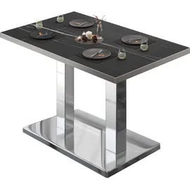 GGM Möbel Bistrotisch 130 x 80 x 75 cm Schwarz Marmor/Edelstahl