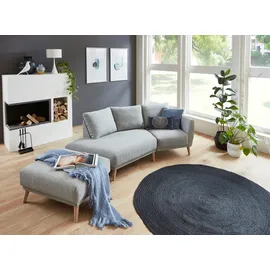 Atlantic Home Collection 2,5-Sitzer "Elvis", grau (saltnpepper), B:220cm H:80cm T:127cm, 79% PES; 21% PP, ATLANTIC HOME COLLECTION, Sofas, Polsterecke mit offenem Ende im skandinavischen Stil, Massivholzfüße