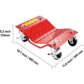 Vevor Rollwagen Schwerlast Autotransporter aus Stahl mit 3600 kg Tragkraft, Rollwagen mit Bremsen, Fahrzeugtransportwagen zum Transportieren von Autos Lkws Anhängern Motorrädern und Booten, 4 Stk. rot