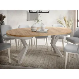 WFL GROUP Runder Ausziehbarer Esstisch 120 x 76 cm Craft Eiche braun