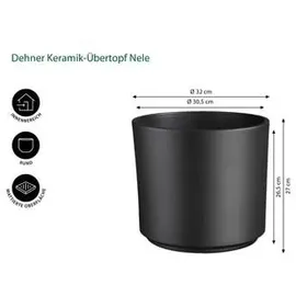 Dehner Keramik-Übertopf Nele, rund, dunkelgrau