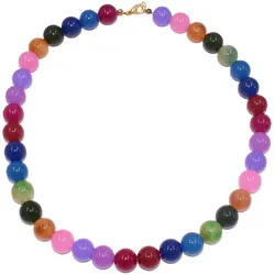 Collier FIRETTI "Schmuck Geschenk Halsschmuck Halskette Farbstein Edelstein Quarz", bunt (gelbgoldfarben, mehrfarbig, lila, rosa, grün, blau), Halsketten, Damen, Messing-Nylon, L: 50cm, Messing, Nylon, Made in Germany - mit Quarz