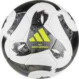 adidas Ball Tiro League Artificial Ground Football, White/Black/Iron Met./Solar Yellow, HT2423, 5