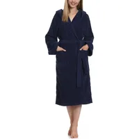 Ladeheid Bademantel Damen Frottee Bademantel aus 100% Baumwolle LA40-102, Langform, Baumwolle, Kapuze blau XL