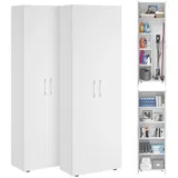 Bellamio Mehrzweckschrank-Set Apol, (Weiß, 2er-Set), Akten- und Besenschrank mit je 5 Fächern, inkl. Staubsaugerfach weiß