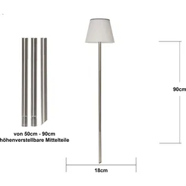 Star Trading Solarleuchte Edelstahl/ Kunststoff 30/50/90 cm inkl. Akku silber/ weiß