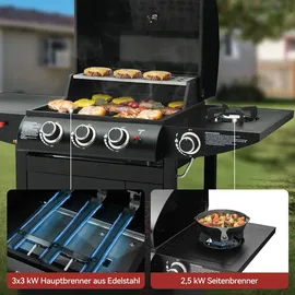 Royal Gourmet Gasgrill 3+1 Brenner schwarz