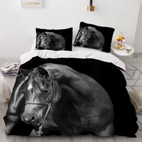 AOLIGL Kinder Pferde-Motiv Bettwäsche 135x200cm Arabisches Pferd Bettwäsche-Set Schwarz Bettwäsche Set 3 Teilig Mikrofaser Betten Set,Kopfkissenbezug 80 x 80 cm,Mehrfarben