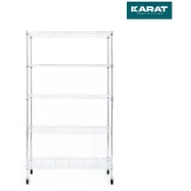 karat homeliving Lagerregal Metall Holz 89 x 34 x 150 cm Silber 5 Böden mit Rollen