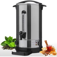 AREBOS 1650 W Glühweinkocher | 20 L Heißgetränkeautomat mit Thermostat, Überhitzungsschutz, Auslasshahn & Auffangschale | 30–110 °C Silber - Silber