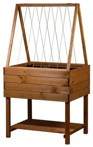 DOBAR Hochbeet Magic Kubus mit Rankgitter – ergonomisches Pflanzbeet aus Holz