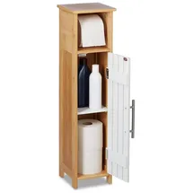 Relaxdays Toilettenpapierhalter stehend Holzoptik Weiß,Hellbraun