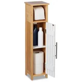 Relaxdays Toilettenpapierhalter stehend Holzoptik Weiß,Hellbraun