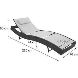 MCW Phoenix Gartenliege 220 x 70 x 88 cm braun meliert