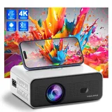 VISULAPEX Beamer 4K Unterstützt, 12000L WiFi 6 Android 11 Bluetooth 5.2 Mini Beamer, Mini Projektor Heimkino für Handy Phone, Kompatibel mit Smartphone/HDMI/USB/Laptop