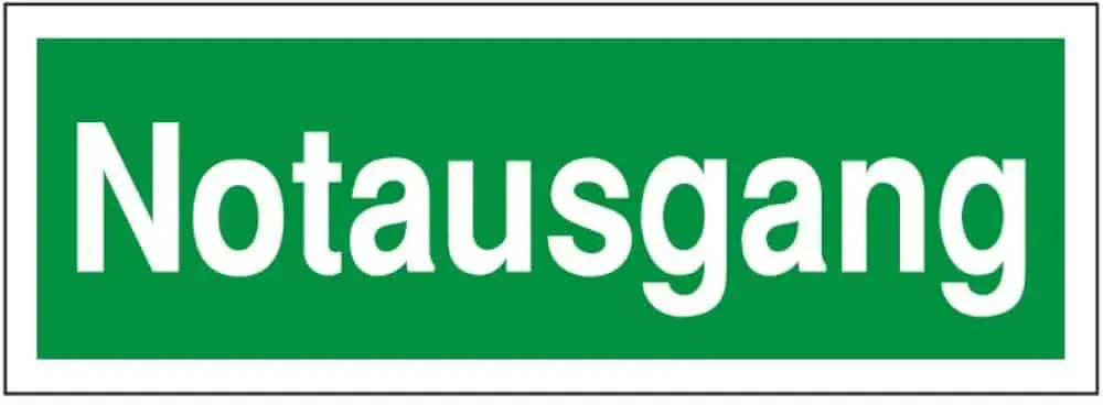 Rettungsschild mit Text Notausgang