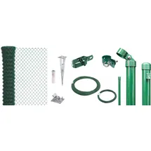GAH Alberts Alberts Maschendrahtzaun Komplettset mit Bodenhülsen, grün 1 m hoch, 100 cm Länge 100 Zaun-Komplettset, Bodenhülse ohne Einbetonieren, Maschenweite 60 x 60 mm | Grün