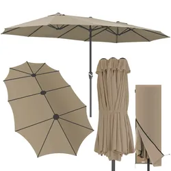 Doppelsonnenschirm Taupe UV-Schutz 80+