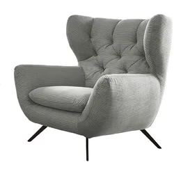 KAWOLA Sessel CHARME Hochlehnsessel Cord hellgrau