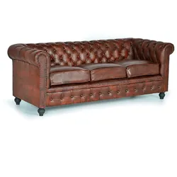 Ledersofa Dreisitzer Sofa aus Echtleder mit drei Sitzplätzen