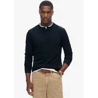 Superdry Langarmshirt Vintage Textured Grandad Top im Henley-Stil blau