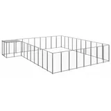 vidaXL Hundezwinger 5,5 m x 5,5 m x 1,1 m Stahl Schwarz