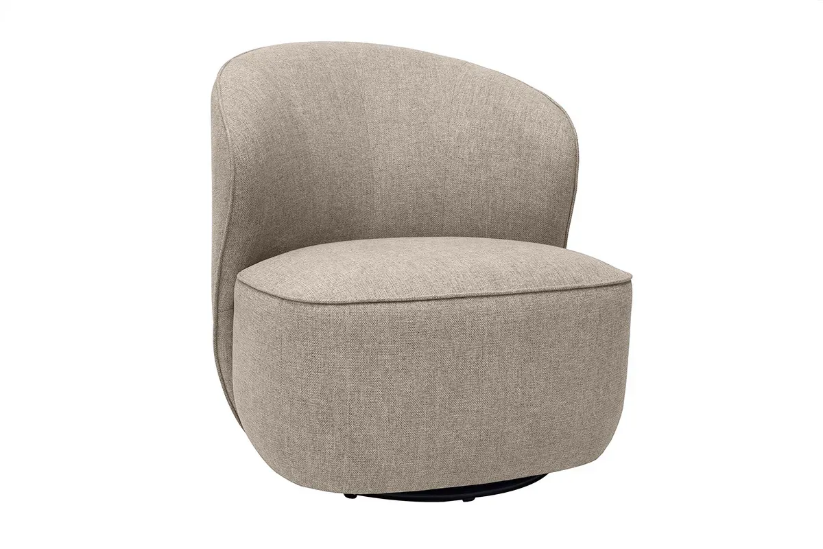 Fauteuil design pivotant en tissu effet velours texturé taupe AMBER