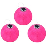 Youning Lampions Solar Außen Wetterfest 30cm Solar Lampion Outdoor Solar LED Laterne Hängende Wasserdicht Nylon Gartenlampions Außenlaternen Solarlampions für außen (3PCS Pink#)