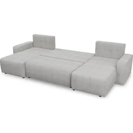 Sofnet Wohnlandschaft mit Schlaffunktion Roma - U-Form Couch, Schlafsofa mit Bettkasten, Couchgranitur mit Bettfunktion, Big Sofa, Cord Stoff (Pink (Poso... - Rosa