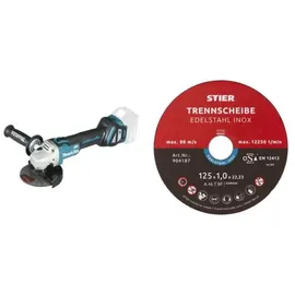 Makita DGA511Z Solo + Edelstahl-Trennscheibe 125 x 1,0 x 22,23 mm