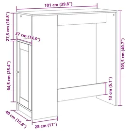 vidaXL Bartisch mit Regal 101 x 40 x 103,5 cm Braun