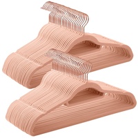 Songmics Kleiderbügel Samt, 50er Set, Bügel, rutschfest, kleine Stange