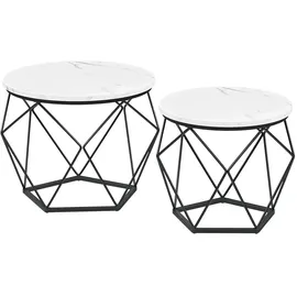 VASAGLE Couchtisch-Set Weiß-Schwarz 50 x 40 cm