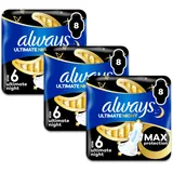 3x Always Ultimate Night Binden mit Flügeln, Größe 6, 8 Stück