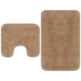 Tidyard 2-TLG. Badematten-Set, Badematte mit U-formigen WC-Vorleger aus Baumwolle, Badteppich Toilettenmatte Badezimmer Teppich Badgarnitur Duschvorleger Stoff Beige