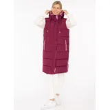 Zwillingsherz Steppweste ""Smile"", Damen, Gr. XXL, rot (bordeaux), Steppware, Obermaterial: 100% Polyester, Basic knielang, ohne Ausschnitt, Westen Steppweste, Smile-Steppung hinten, Zippern seitlich, Kapuze, Kordelzug