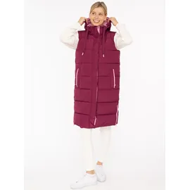 Zwillingsherz Steppweste ""Smile"", Damen, Gr. XXL, rot (bordeaux), Steppware, Obermaterial: 100% Polyester, Basic knielang, ohne Ausschnitt, Westen Steppweste, Smile-Steppung hinten, Zippern seitlich, Kapuze, Kordelzug