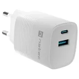 NATEC Ribera Gan Ladegerät 1X Usb-A + 1X Usb-C 30W Weiss Nuc-2140 Drinnen, AC, 12 V, Weiß