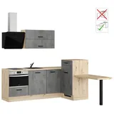 Impuls Küchen Einbauküche IBZ4350HL 225 x 241 cm Beton-Optik ohne E-Geräte