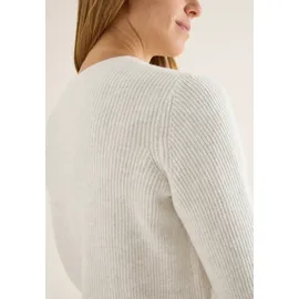 Cecil Strickpullover CECIL, Damen, Gr. M (40), eggshell melange, Web, 37% Baumwolle, 34% Polyacryl, 26% Polyester, 3% Elasthan, unifarben, normal normal, Rundhals, Pullover Strickpullover, mit Strukturdetails