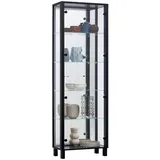 CARRYHOME Vitrine Schwarz, Metall, 4 Fächer, 62x189x33 cm, Typenauswahl, stehend, Esszimmer, Vitrinen