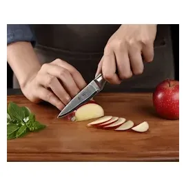 Wakoli EDIB Officemesser I 8cm Klinge aus echtem Damaststahl I Pakkaholzgriff