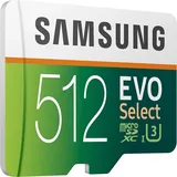 Samsung EVO Select microSD-Karte, 512 GB, 100 MB/s und 90 MB/s, Speicherkarte für Full HD & 4K UHD, Inkl. SD-Adapter für Smartphone, Tablet, Action-Kamera, Drohne und Notebook