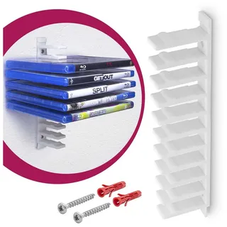 Mobilefox Media-Regal Floating Wandhalterung Modular Halterung Träger für Blu Ray Filme weiß