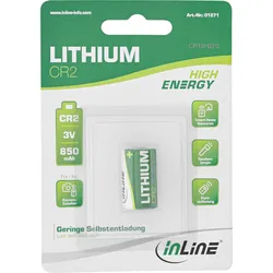 InLine Lithium High Energy Batterie - Fotobatterie - CR2 - 3V 850mAh - 1er Pack