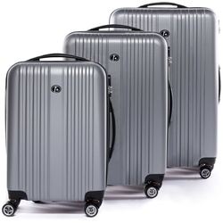 FERGÉ Kofferset 3 teilig Hartschale Toulouse, Trolley 3er Koffer Set, Reisekoffer 4 Rollen, Premium Rollkoffer silberfarben