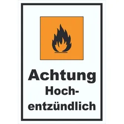 Schild Gefahrensymbol Hochentzündlich Flamme hochkant A1 (594x841mm)