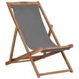 furnicato Klappstuhl Strandstuhl Klappbar Massivholz Teak Grau (1 St) grau